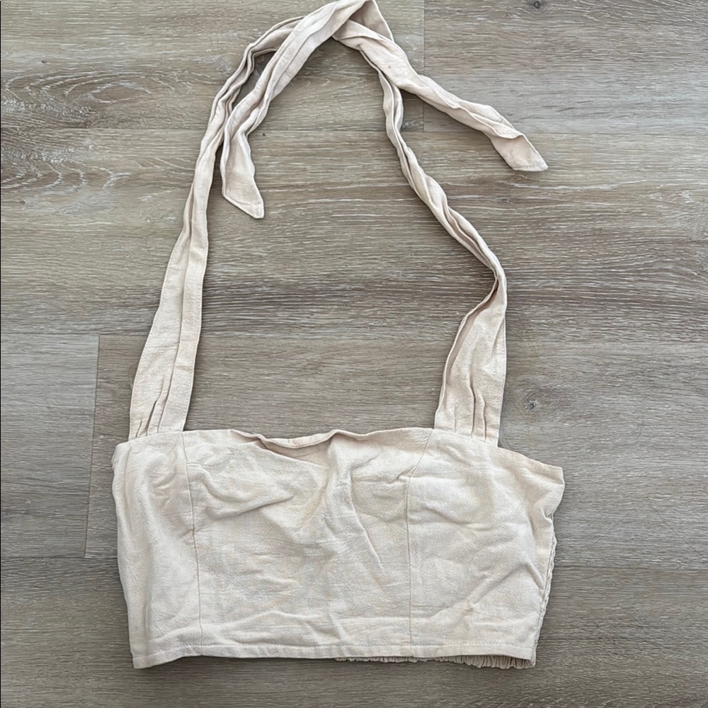 Cream Halter Crop Top